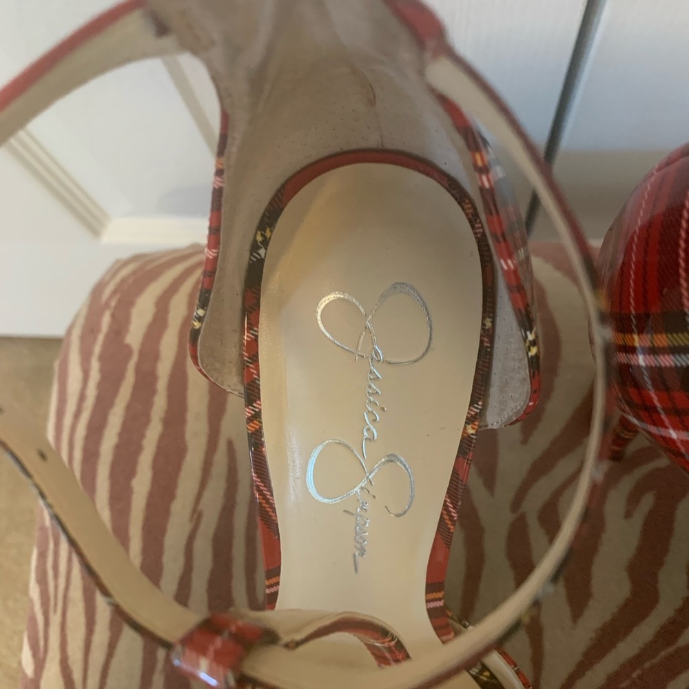 Jessica Simpson Plaid Ankle Strap Heels - Picture 3 of 10